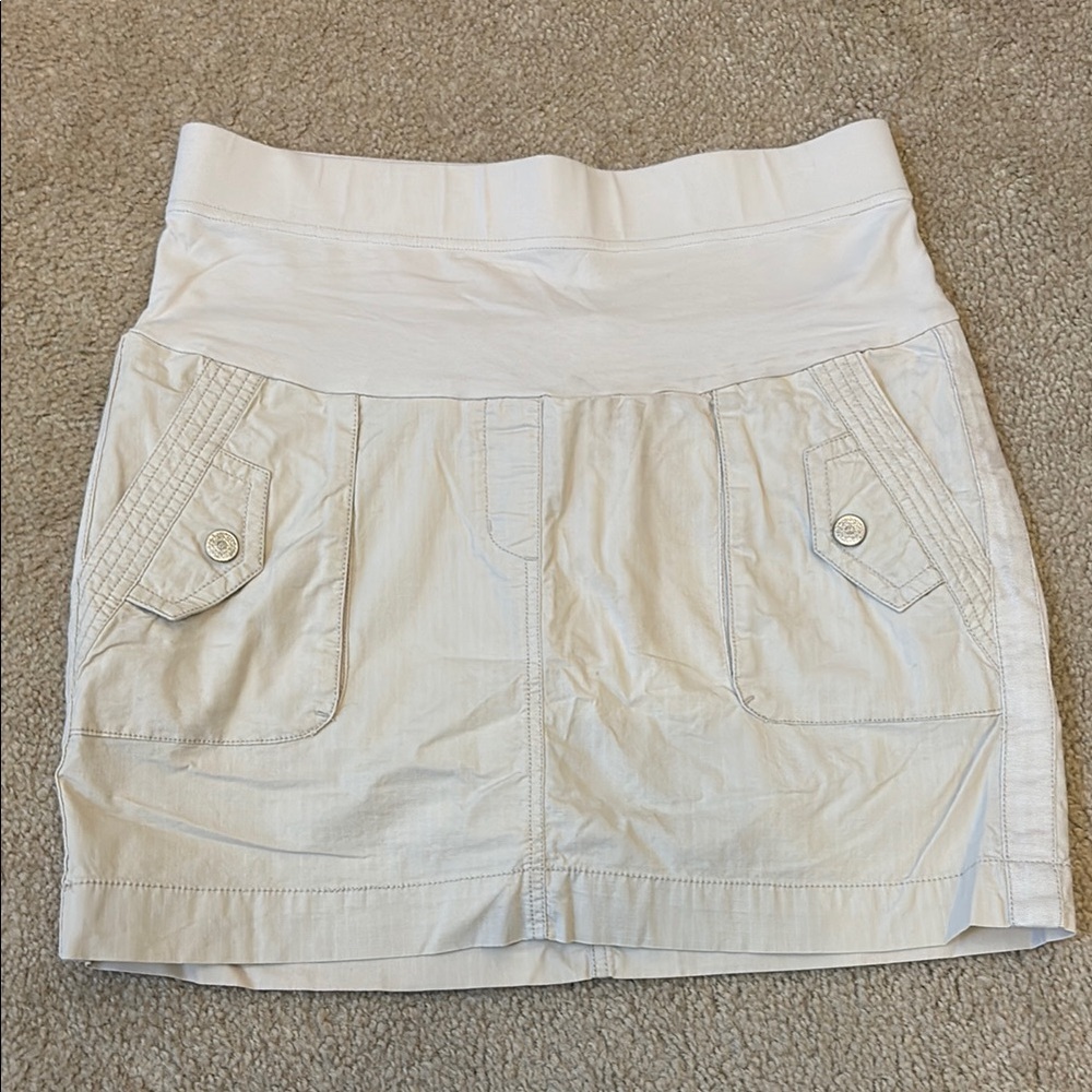 Motherhood Maternity Khaki Cotton Maternity Mini Skirt - Size M